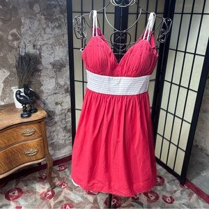 VNT Deadstock OCbyOC (Oleg Cassini) Red/White Pleated Full Skirt Sun Dress: 12